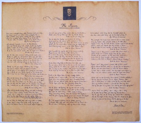 The Raven antiqued parchment replica document